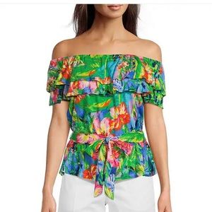 Lauren Ralph Lauren Floral Jersey Off-the-Shoulder Top